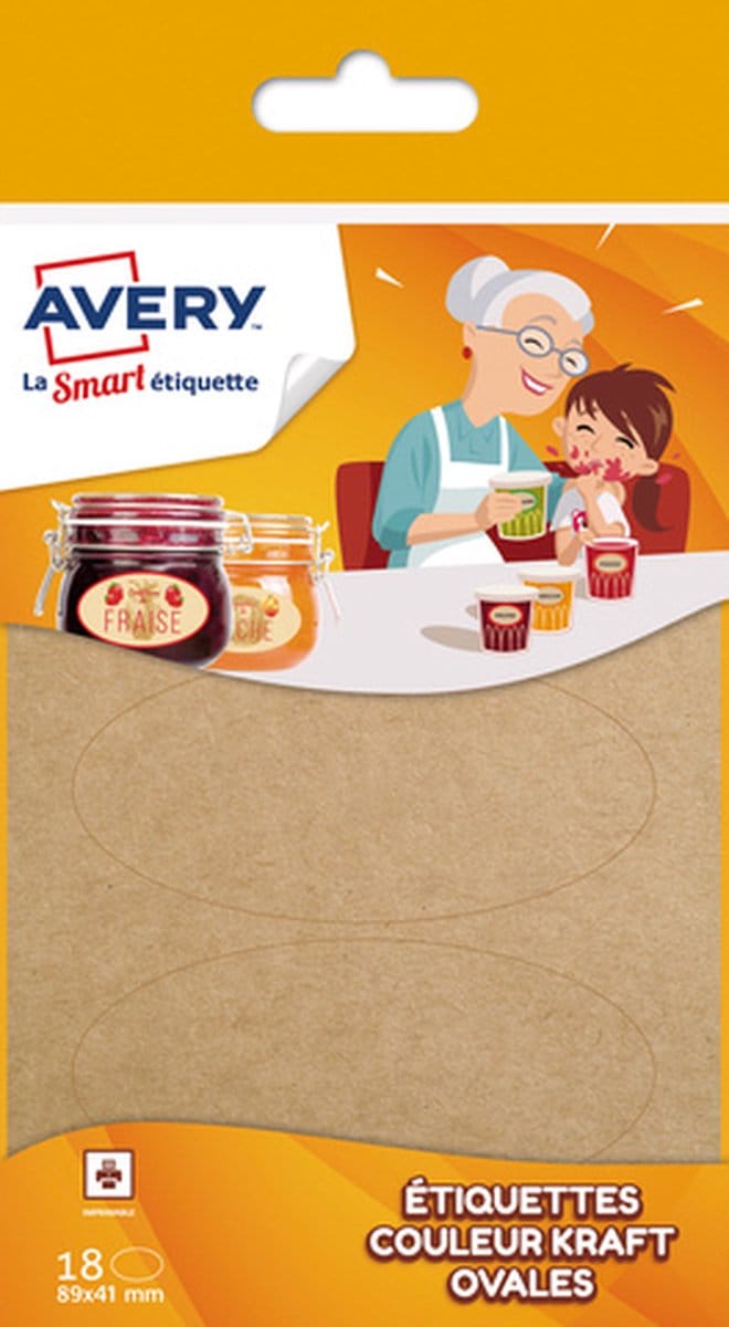 Avery Etiketten Ovaal 89 X 41 Mm Karton Bruin 18 Stuks