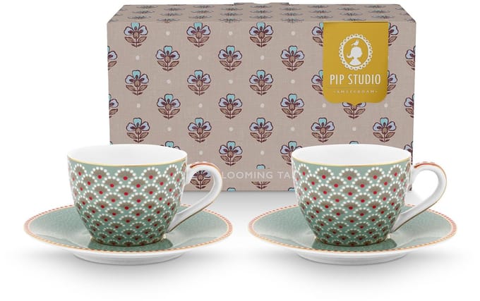 Pip Studio - Blooming Tales - Set van 2 - Espresso kop en schotel Blauw