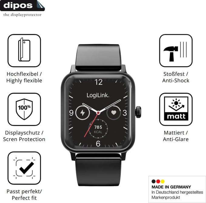 dipos FLEX – 2x Matte Screenprotector geschikt voor Logilink Edge | Volledige Schermbescherming | Case-Friendly