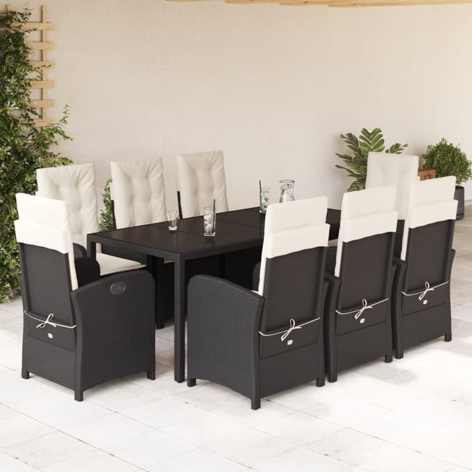 vidaXL - 9-delige - Tuinset - poly - rattan - zwart