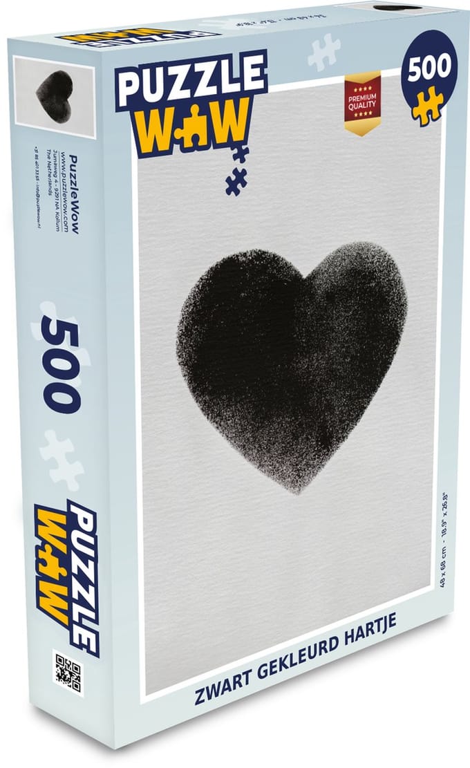 Puzzel Hart - Design - Zwart - Legpuzzel - Puzzel 500 stukjes