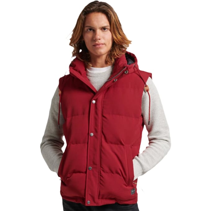 Superdry - Everest pufferbodywarmer met capuchon - Heren - Gilets
