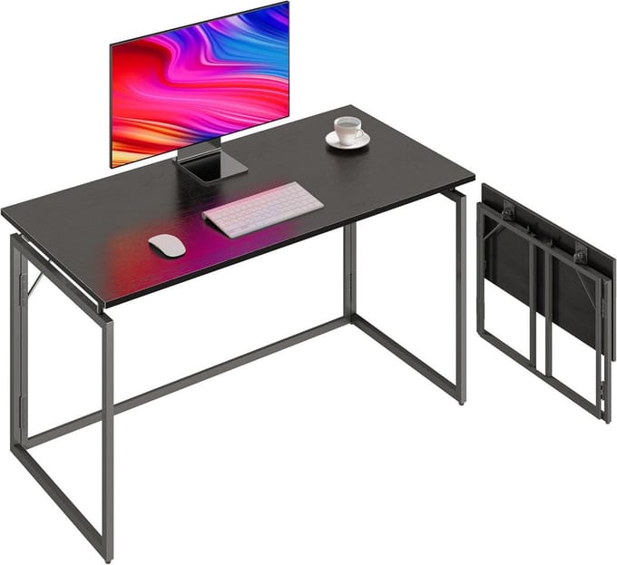 Klapbureau - Compact bureau - Kleine ruimtes - Geen montage nodig - 76 cm hoog - Zwart
