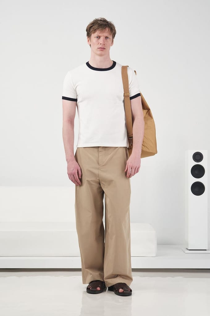 Kleurgeblokte Crew Neck T-shirt met Contrasterende Bies
