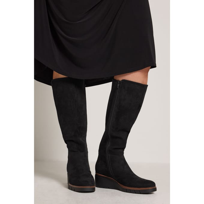 Yours Zwarte Stretchlaarzen Met Sleehak In Brede E En Extra Brede Eeepasvormsize 41EEE
