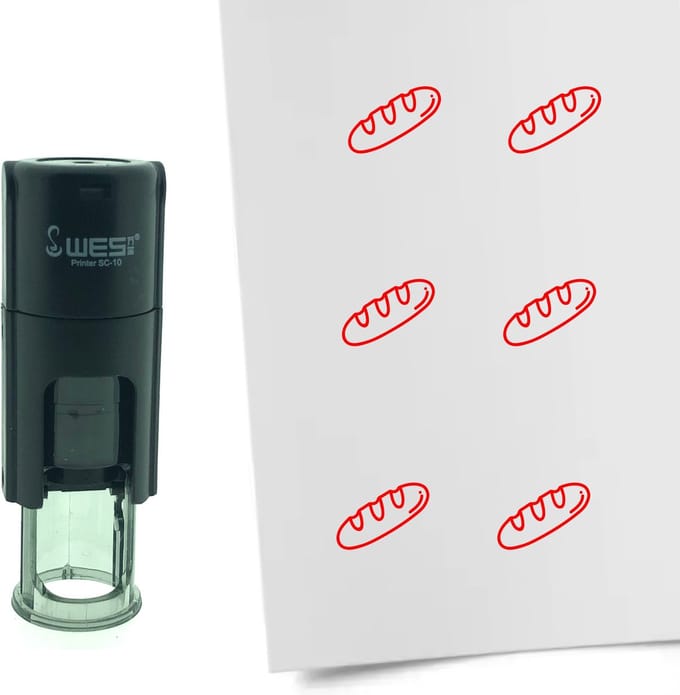 CombiCraft Stempel Stokbrood 10mm rond - rode inkt