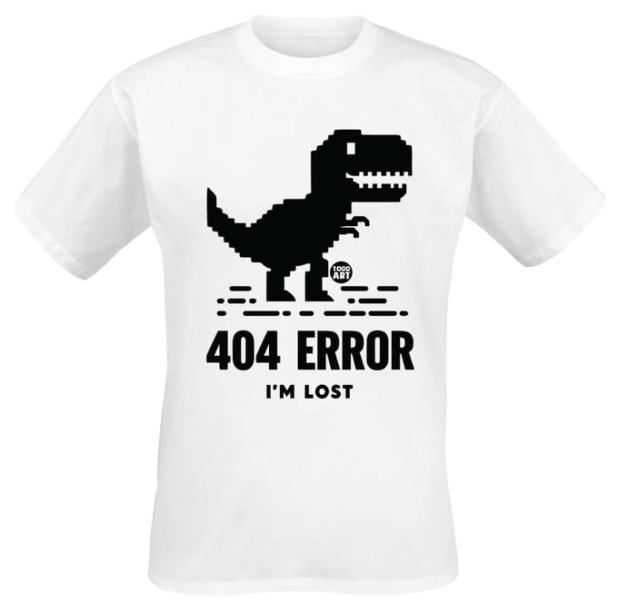 Todd Goldman - Fun T-shirt - 404 Error - Dinosaur - M tot 3XL - voor Mannen - wit