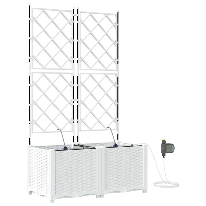 vidaXL - Plantenbak - 2 - st - Wit - 80 - x - 40 - x - 142 - cm - PP