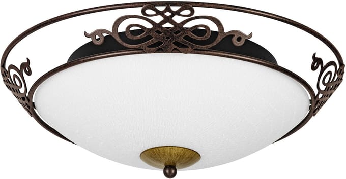 EGLO Mestre - Plafondlamp - 2 Lichts - Ø395mm. - Antiek-Bruin, Goud - Wit