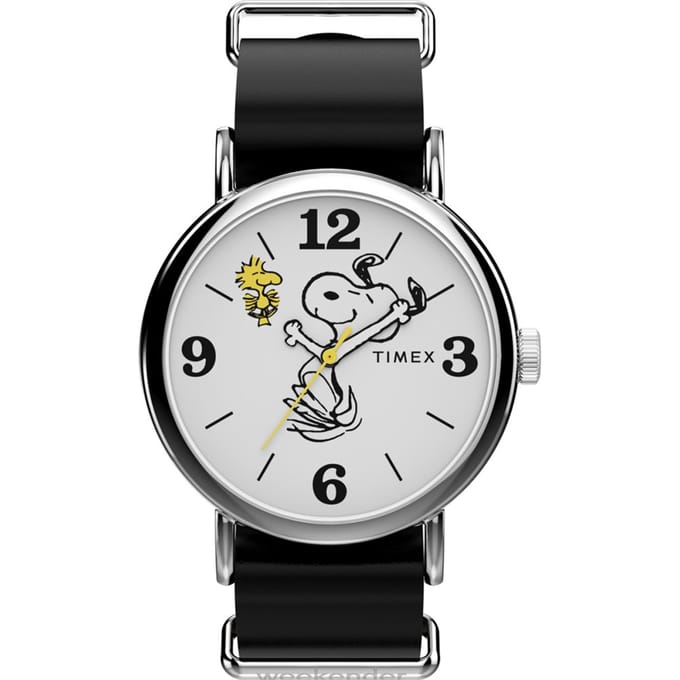 Timex Peanuts Weekender Snoopy TW2Y60900 Horloge - Leer - Zwart - Ø 40 mm