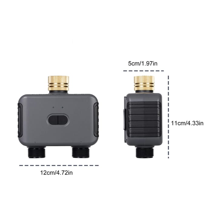 Minuteur d'irrigation Bluetooth Double Sortie Vanne d'eau pour Jardin Pelouses et Contrôle de Système d'Arrosage de Cour UE black