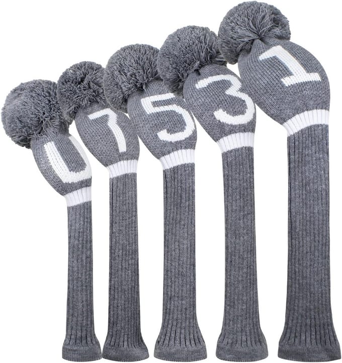 Gebreide Golf Head Covers Set van 5 met Draaibare Nummertags