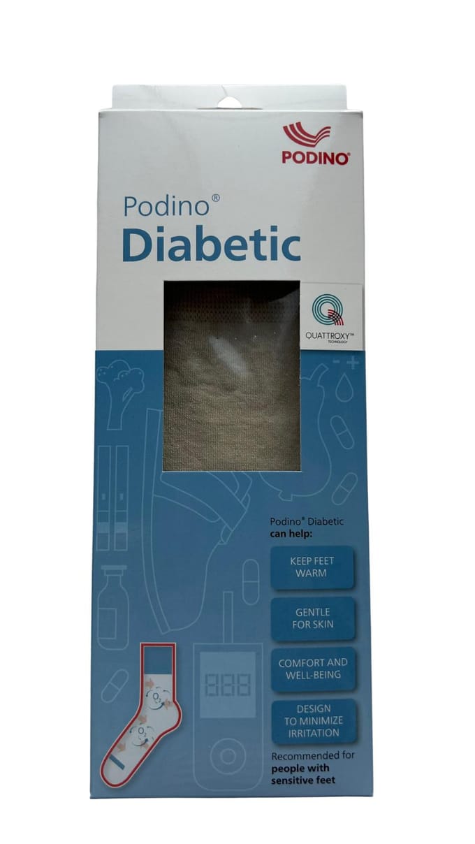 Chaussettes fines sans compression CIENKIE Diabetic Quattroxy™ PODINO® (anciennement Reflexa) Beige M (39-42) gray