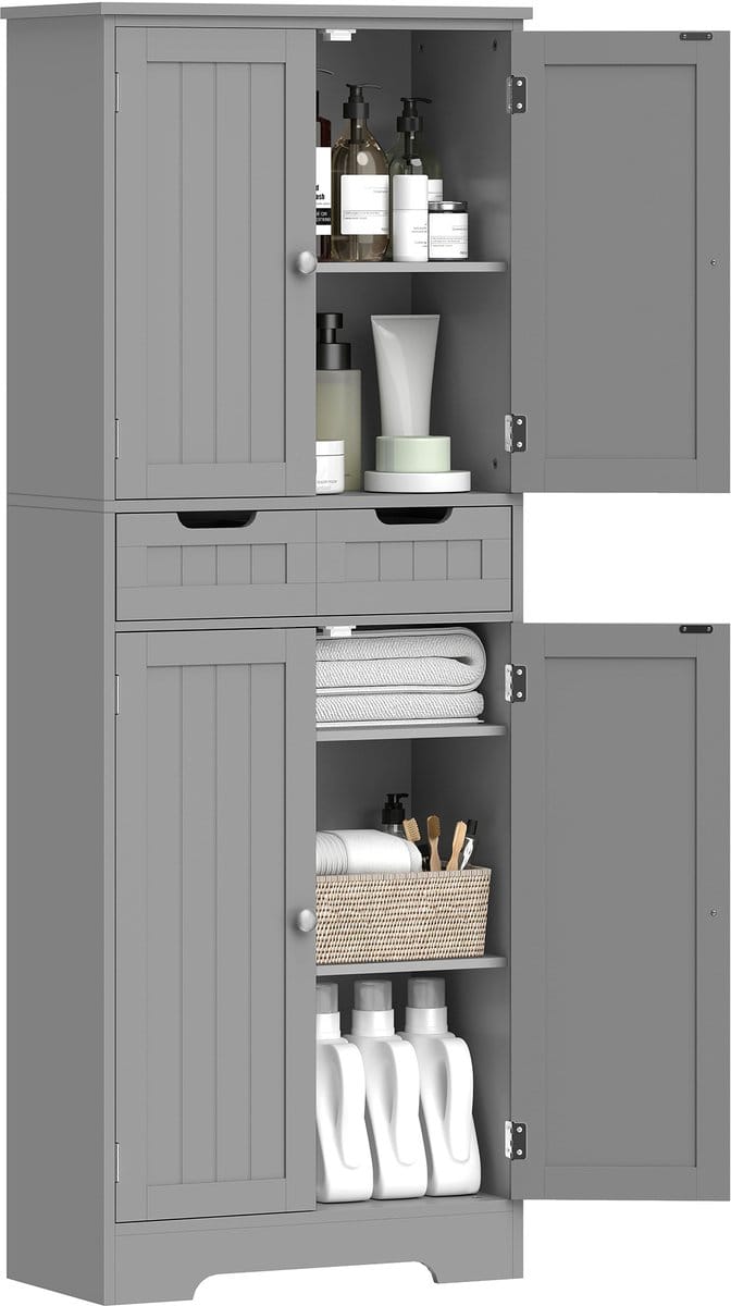 HOMCOM Badkamerkast (vloermodel) - MDF - 60x30x160cm - Grijs