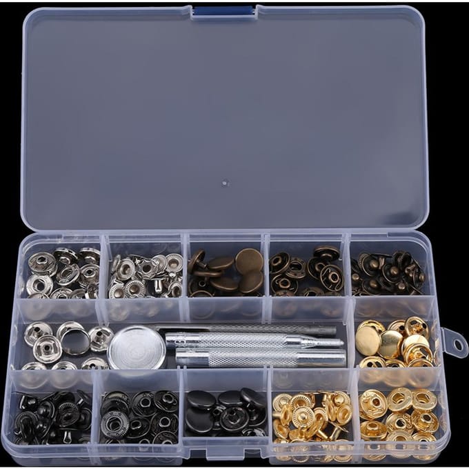40 Sets Drukknop Drukknoop Popper Sluiting met Zetgereedschap voor Kleding (633#12MM) gray