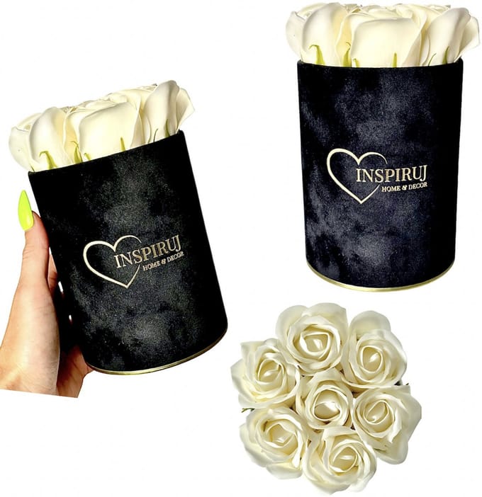 Inspiruj - Flowerbox - Czarne Pudełko - Rozen Mydlane - Kremowy