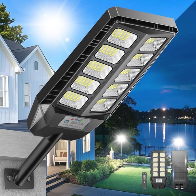 2000W LED Buiten Zonnelamp met Afstandsbediening - IP66 Waterdicht en Bewegingssensor