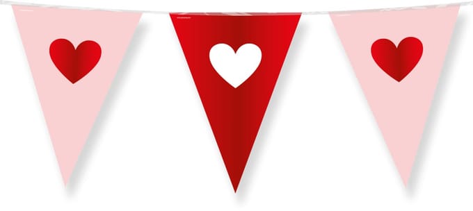 Vlaggenlijn | Thema: Love | Kleur: Rood/ Roze | Lengte: 10 meter