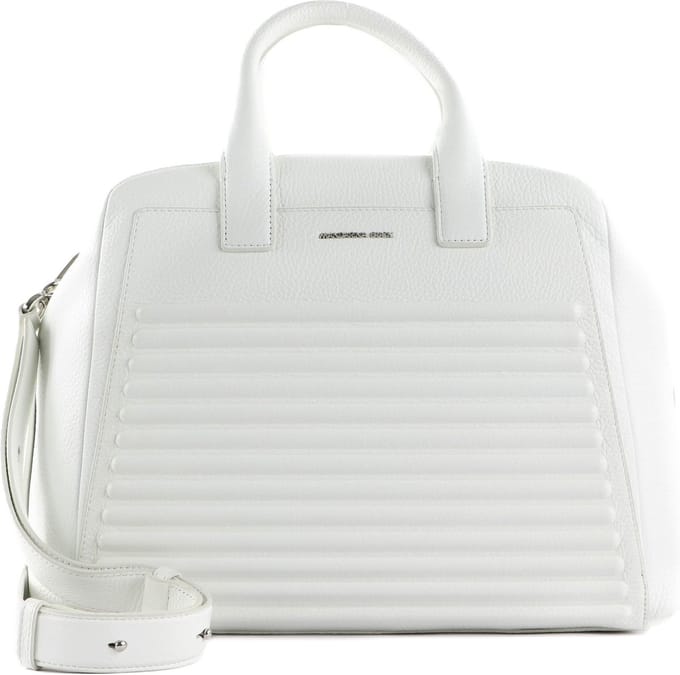 MANDARINA DUCK Leren Handtas Schoudertas I-Con Tote Optical White Wit