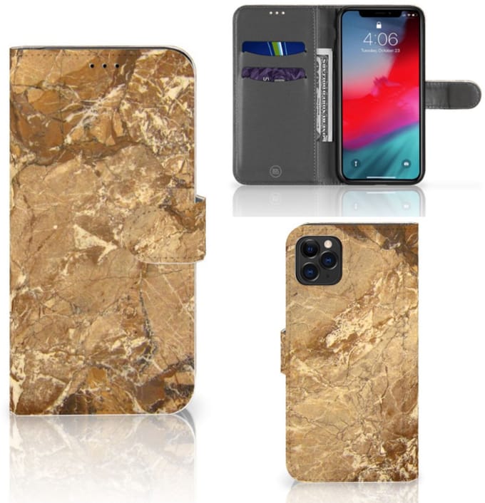 Apple iPhone 11 Pro Max Bookcase Marmer Creme