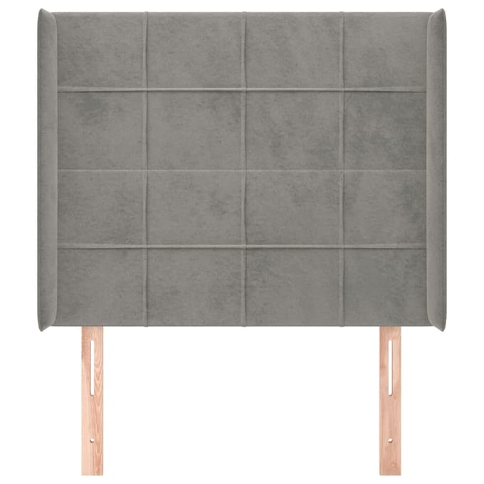 vidaXL - Hoofdbord - met - randen - 103x16x118/128 - cm - fluweel - lichtgrijs