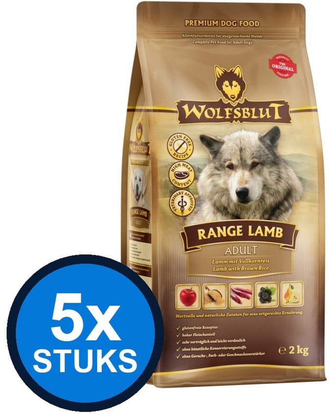 5x Wolfsblut - Adult Range Lamb - Hondenvoer Droogvoer - 2 kg