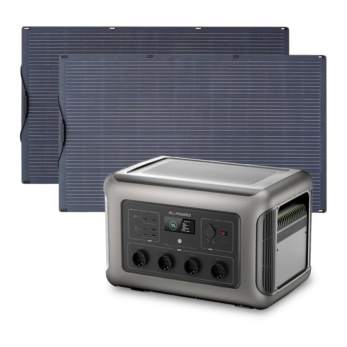 ALLPOWERS Solar Generator Kit 3500W (R3500 V2 + SF200 200W Flexible Solar Panel) - R3500+2PCS SF200 200W Solar Panel