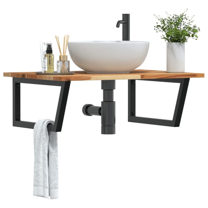 vidaXL - Badkamer - wandschap - staal - en - massief - acaciahout