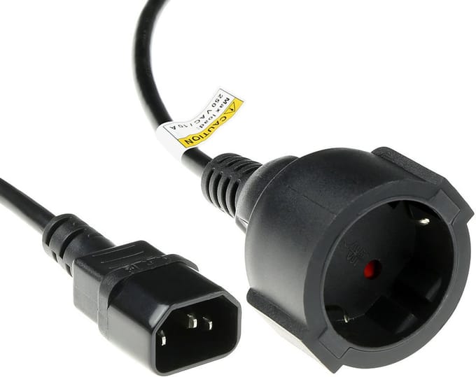 C14 - CEE 7/3 stroomkabel voor UPS/PDU | 3x 1,00mm | zwart | 3 meter