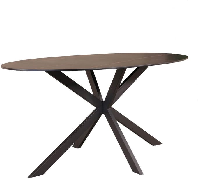 Eettafel ovaal 160cm Figo marmerlook zwart ovale tafel steen