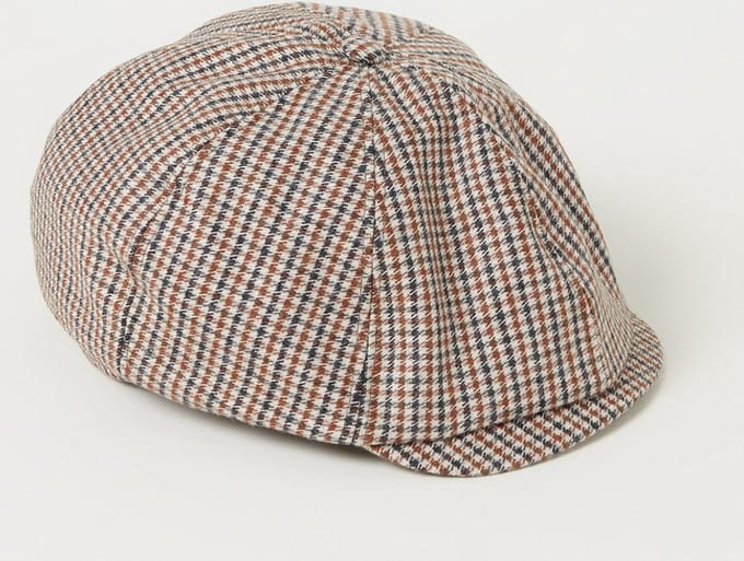 Dsquared2 Newsboy flat cap in wolblend met pied-de-poule dessin - Bruin - Maat L