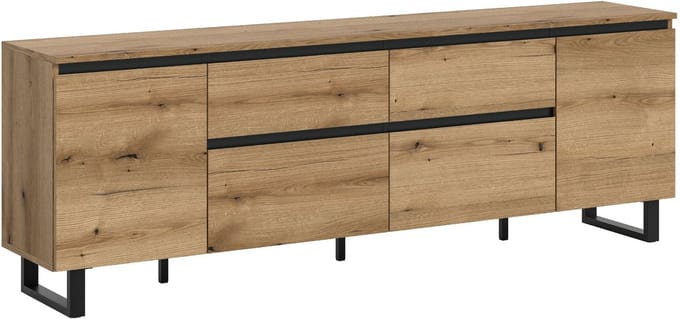 Tomasa TV-meubel 2 deuren, 2 vouwdeuren, 2 lades eiken decor.