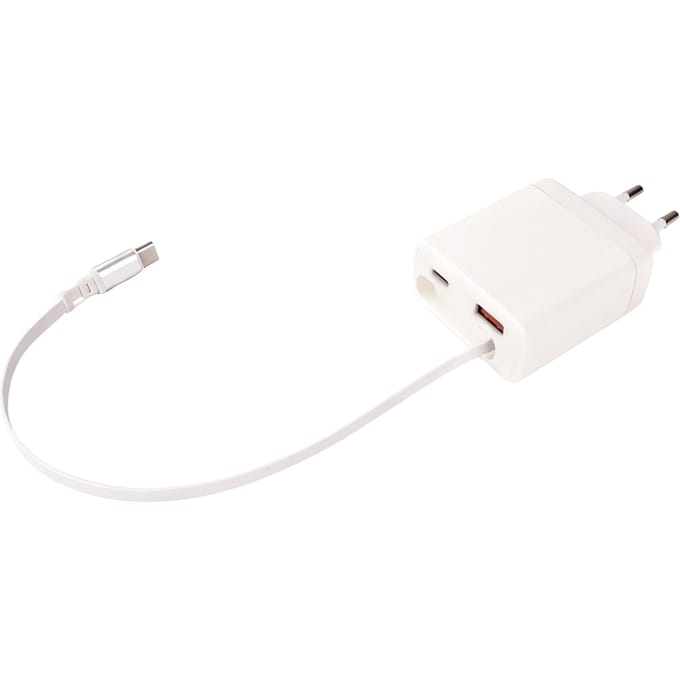 Musthavz 2-Poorts PD Snellader 65W met Uitschuifbare Kabel Wit