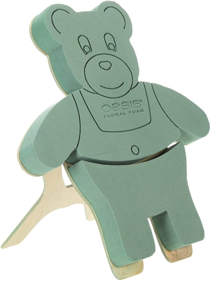 Bloemenfoam teddybeerfiguur met standaard, 48,5 cm x 42 cm, H5 cm, 1 s
