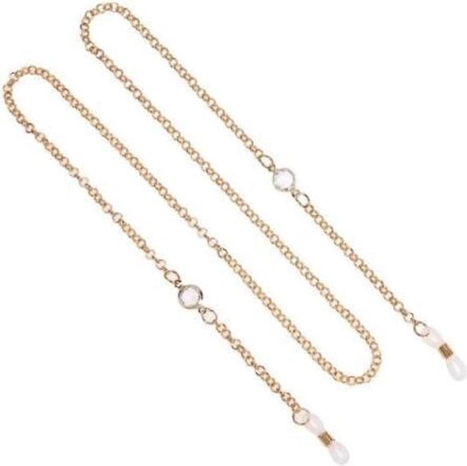 Brilketting – brillenketting – Goud met 2 x Kristal Groot - Feestdagen Accessoire