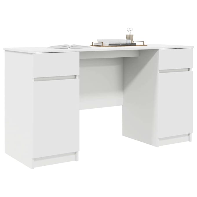 vidaXL - Bureau - Wit - Bewerkt - hout - 140 - x - 49 - x - 76 - cm