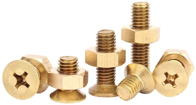 Koperen Schroeven - Machinebouten Moer - Projecten Bevestigen - Verzonken Kop - M6x35 20 Sets - Koperkleurig