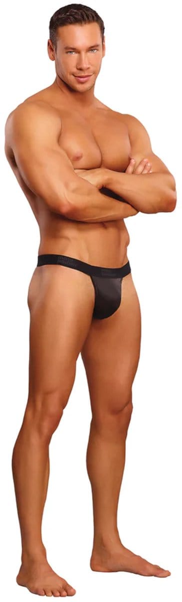 Micro G-String with Red Cockring - L/XL - Black
