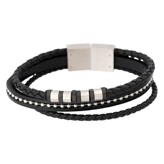 iXXXi Men Leather Bracelet Hunter Zilverkleurig - maat 21,5