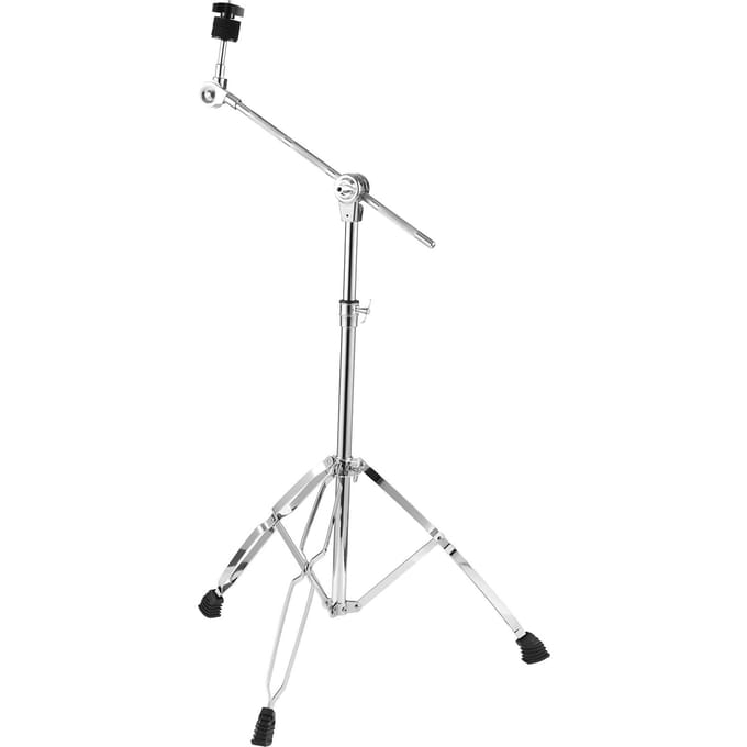 Support de cymbale droit et perche, pieds à double renfort, hauteur et angle réglables, kit de batterie argenté