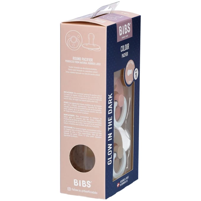 BIBS Colour Glow Fopspeen - 0-6 mnd - 2-pack - Rond - Blush/Vanilla