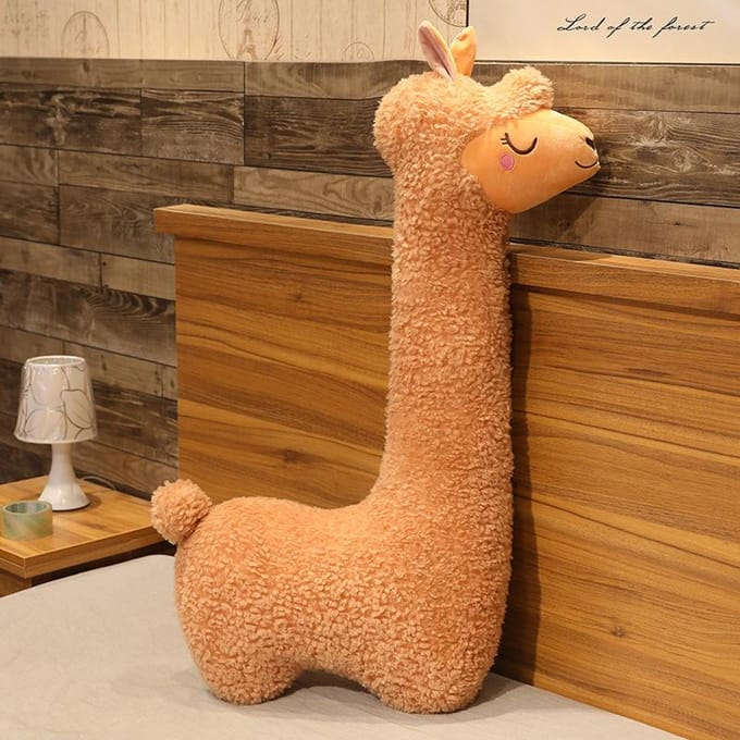 Alpaca pop pop pop knijpbeen extra groot slaapkussen knuffel 75CM bruin