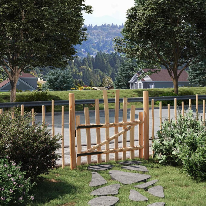 vidaXL - Gebogen - hekpoort - 100 - x - 90 - cm - Geïmpregneerd - Hazelhout - Naturel