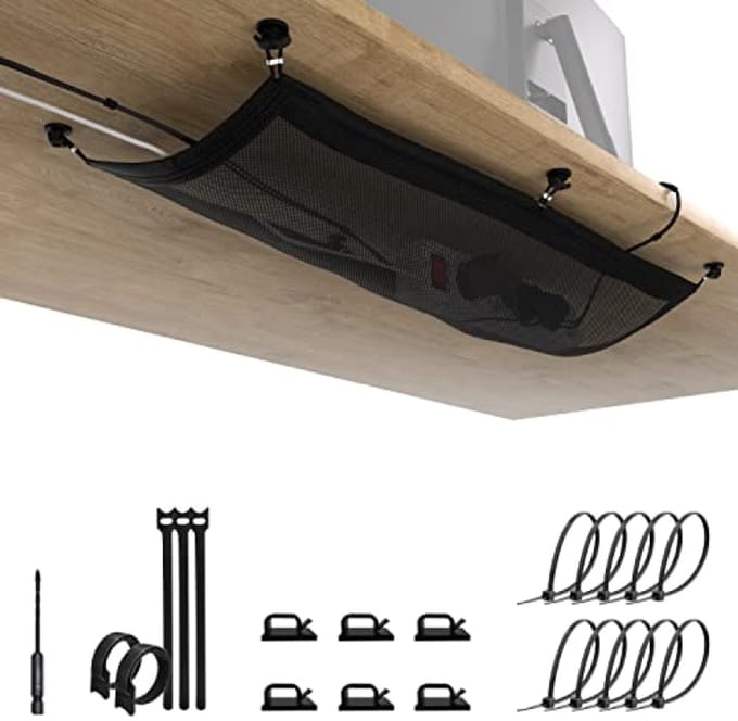 Flexibele kabelgoot voor onder het bureau - Zwarte kabelorganizer met klemmen