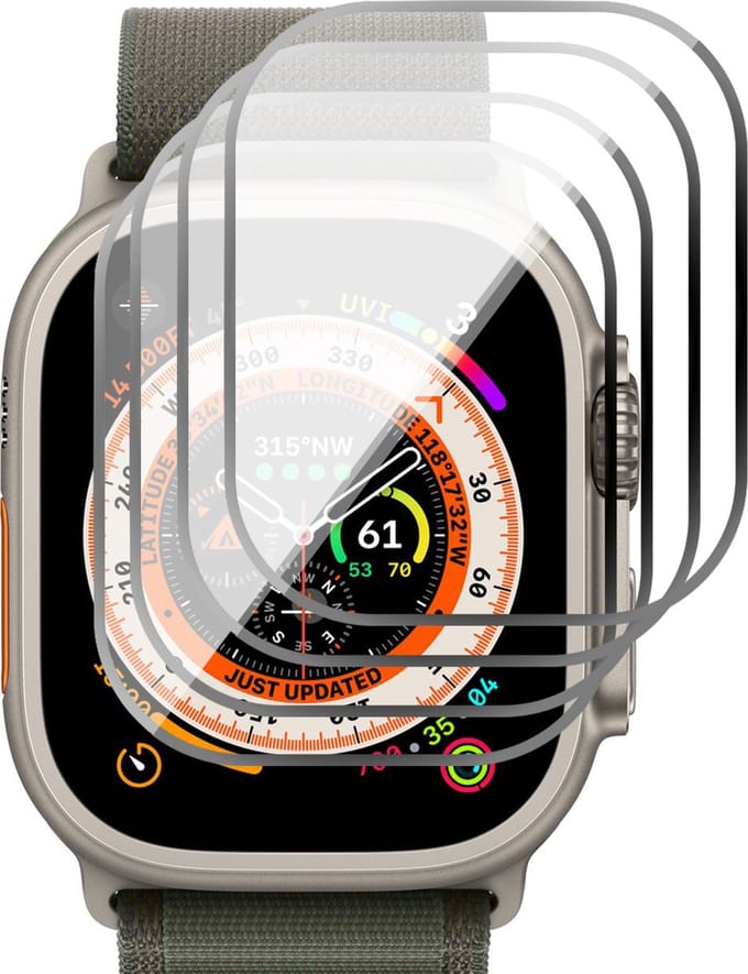 Screenprotector geschikt voor Apple Watch Ultra 49 mm - 4x Full Screen Protector PET FlexGuard