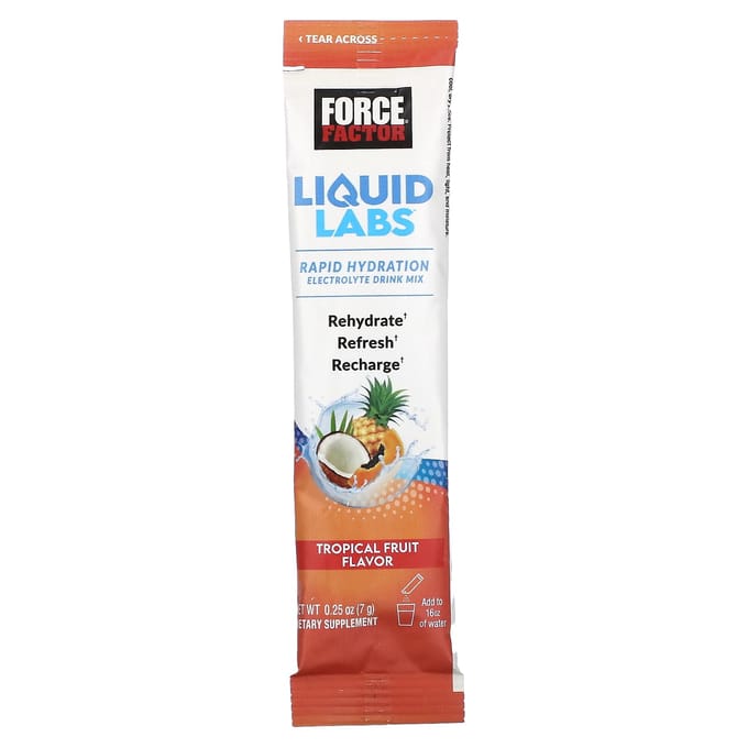 Liquid Labs, Hydratation Rapide, Mélange pour Boisson Électrolytique, Fruit Tropical, 20 Sachets, 7G (0,25 oz) Chaque