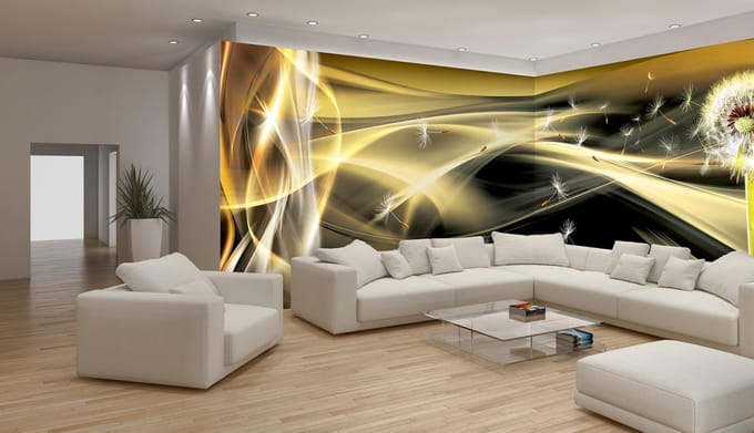 Fotobehang Vlies Design | Goud, Grijs | GROOT 832x254cm