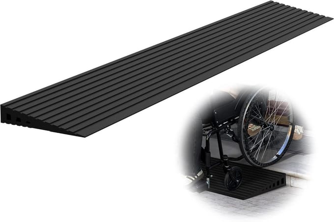 Drempelhelling Rubber 90 cm Breed 1000 kg Draagvermogen Verstelbaar voor Rolstoel en Scooter