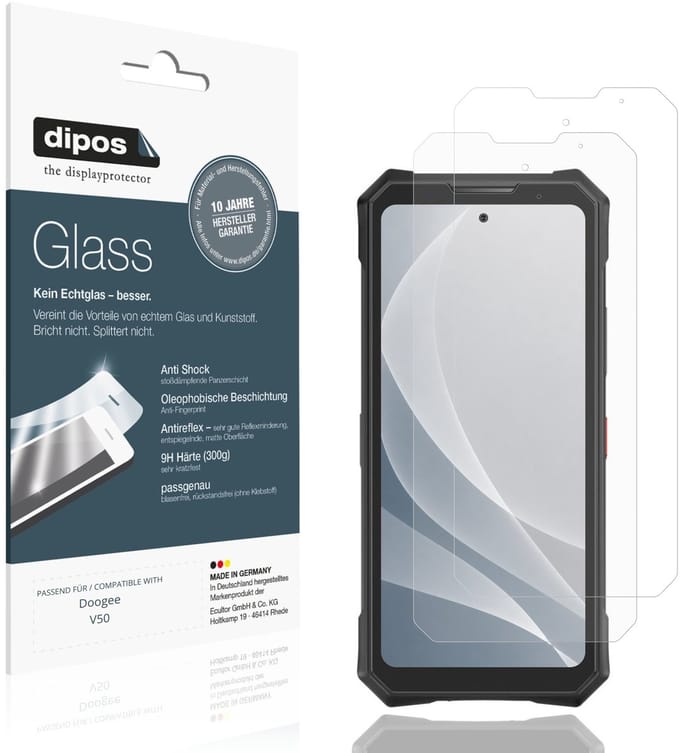 dipos – 2x Matte Pantserfolie geschikt voor Doogee V50 | 9H Screenprotector