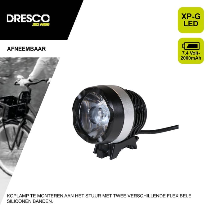 Dresco XP-G LED - Koplamp met Accupack 500 Lumen